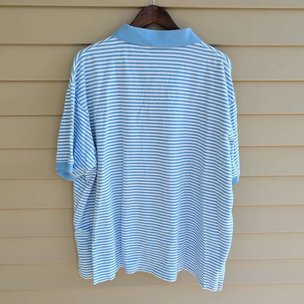 Polo Ralph Lauren Polo Shirt Mens 3XB Blue White Striped Short Sleeve Big & Tall